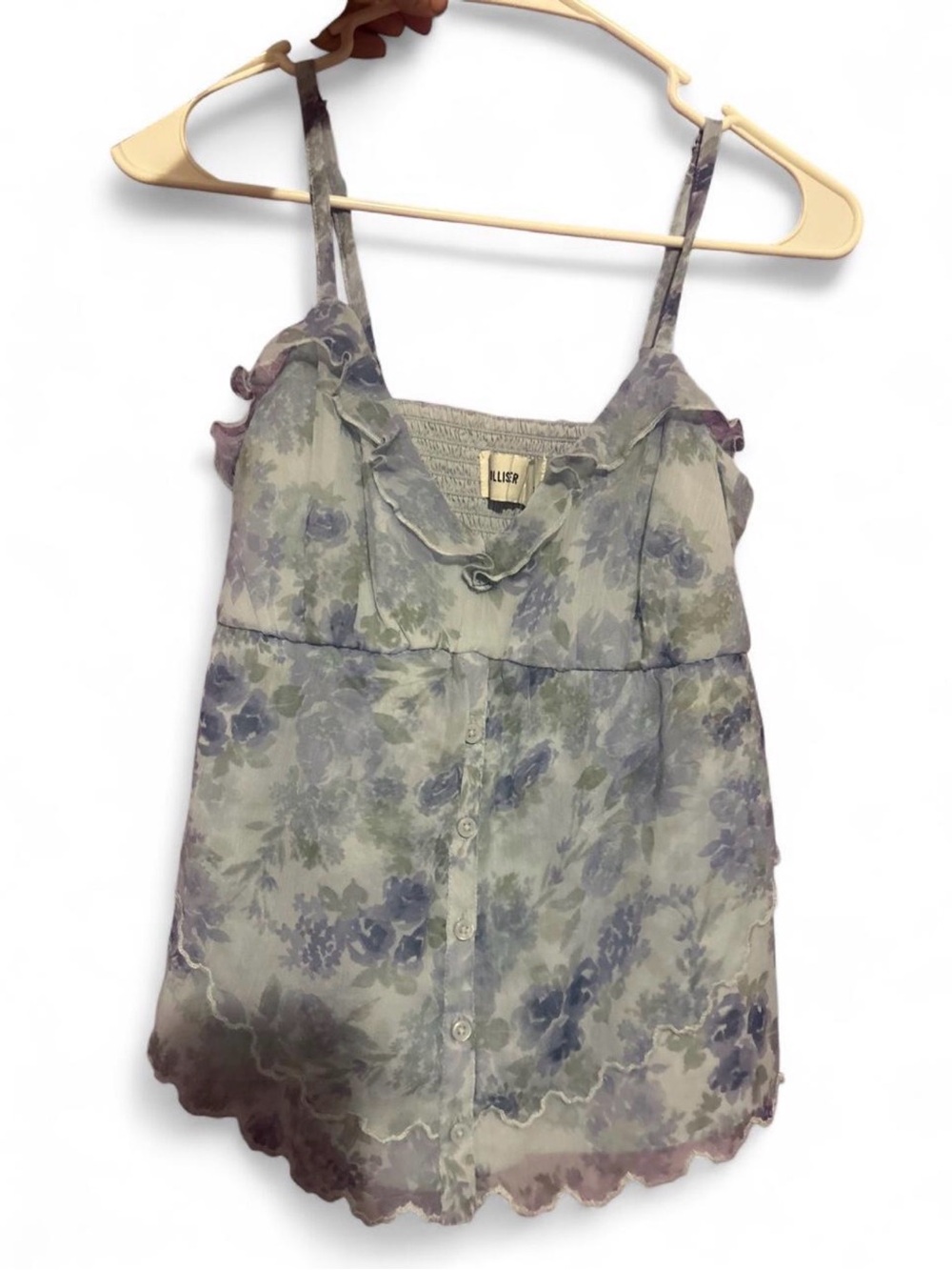 Hollister Lavender Floral Ruffle Tie-Strap Camisole